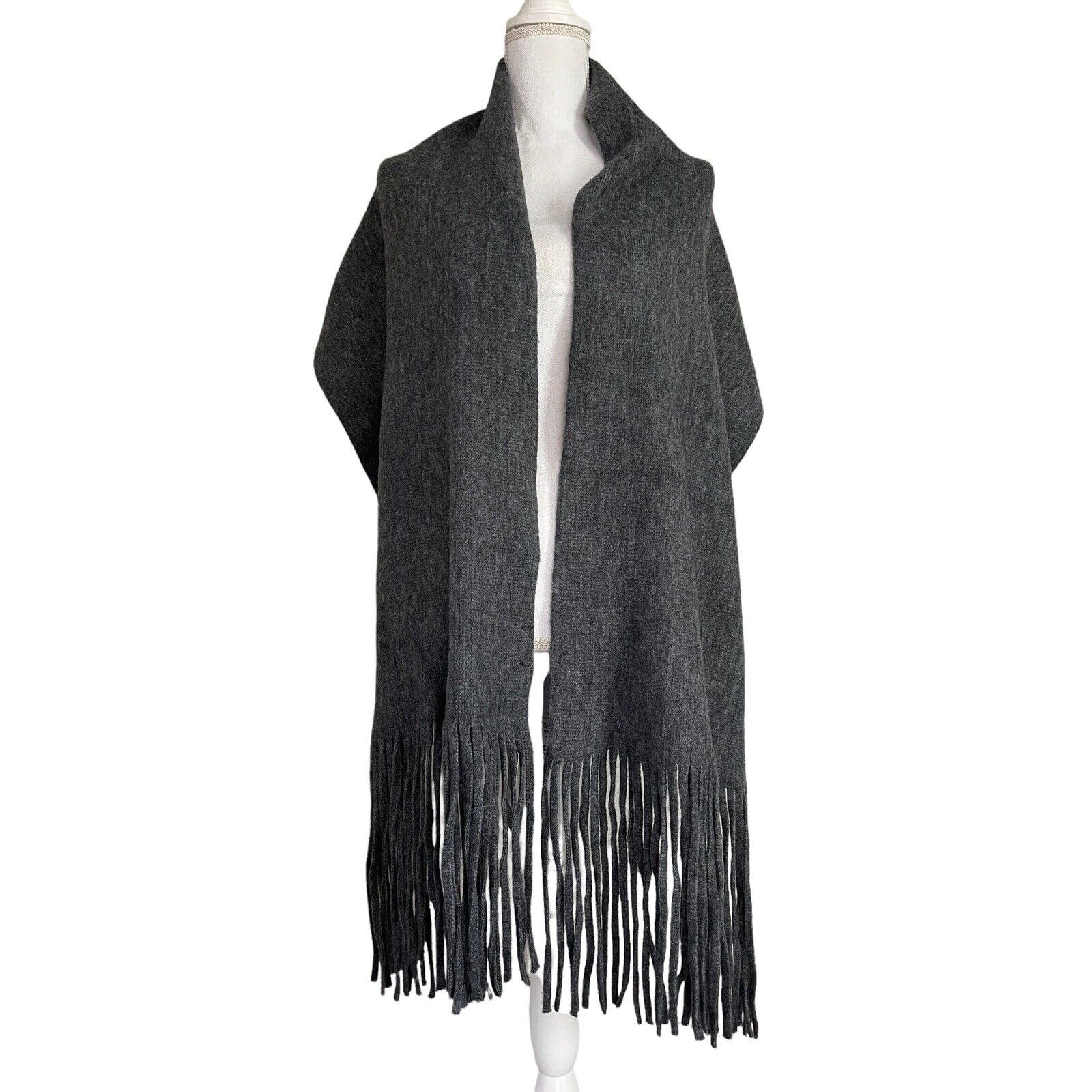 Nwt Lucky Brand Solid Gray Blanket Scarf W Fringe 69 Gift 3179
